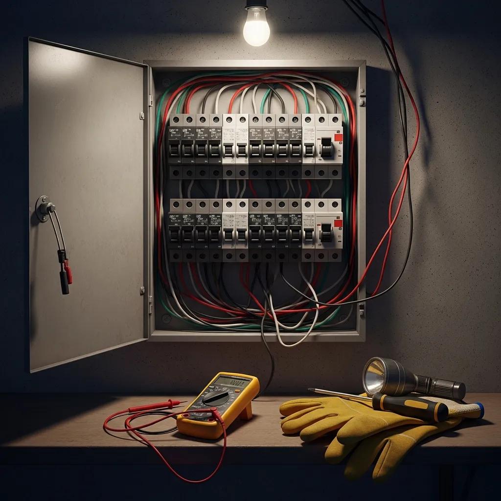 Electrical panel showing signs of wear and potential faults needing attention