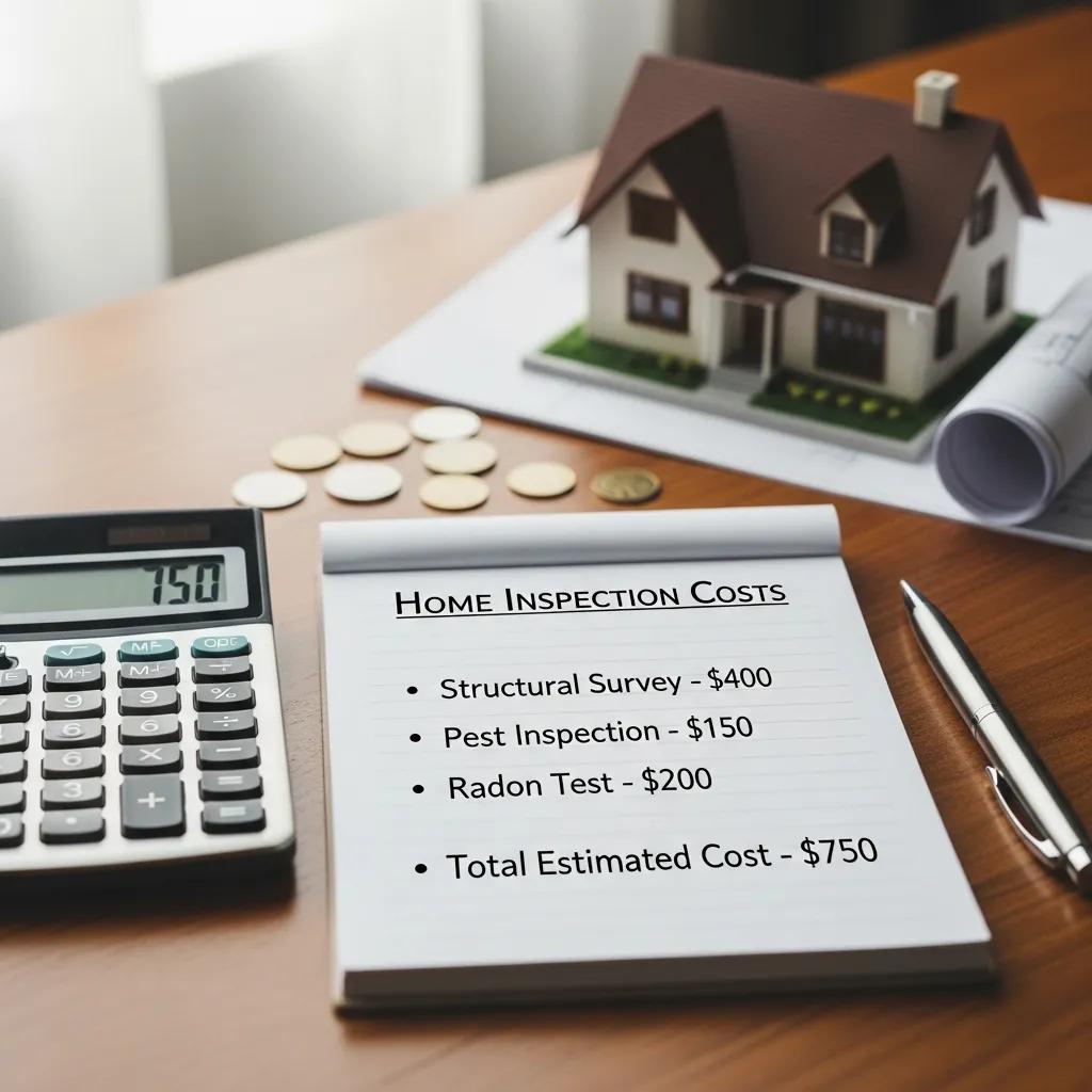 Calculator and notepad illustrating budgeting for home inspection costs and investment value