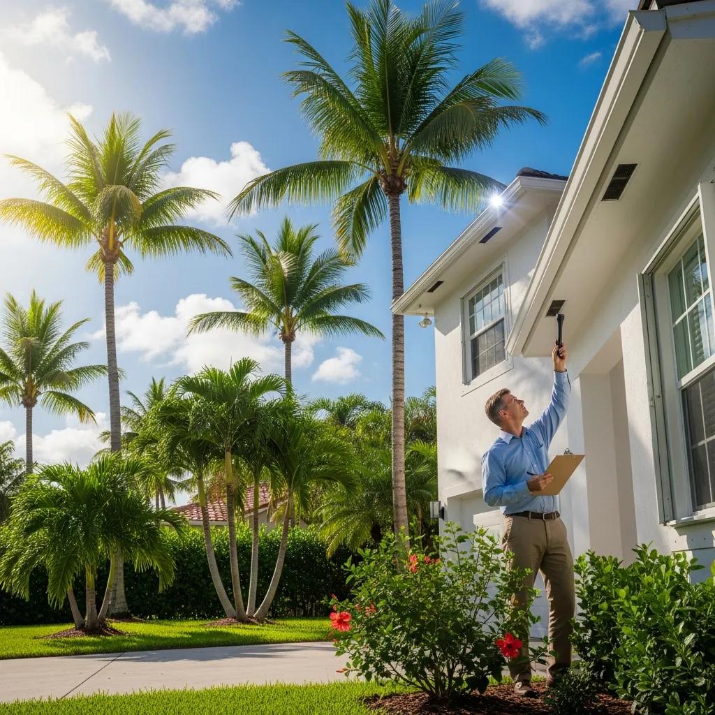 Miami home inspection with a professional inspector examining a modern house