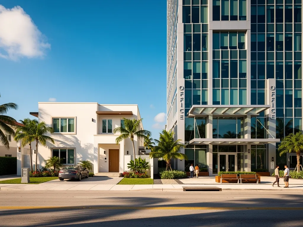 Side-by-side comparison of residential home and commercial building inspection in Miami